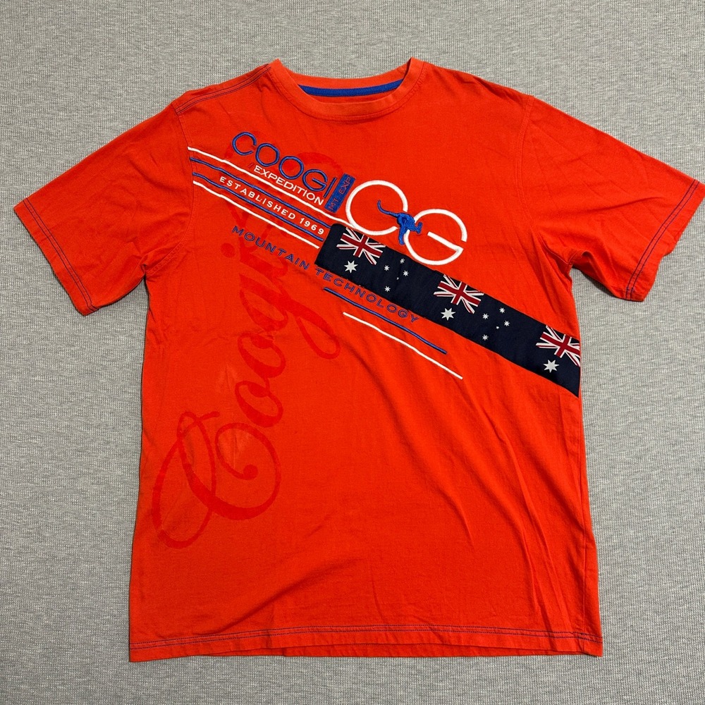 COOGI Expedition Australia Flag Graphic T-Shirt Short Sleeve Orange Mens Size XL - Picture 1 of 13